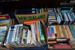 BOOKS/DVD/CD, five boxes containing over 700 titles including cookery, health, pets, religion,