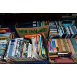 BOOKS/DVD/CD, five boxes containing over 700 titles including cookery, health, pets, religion,