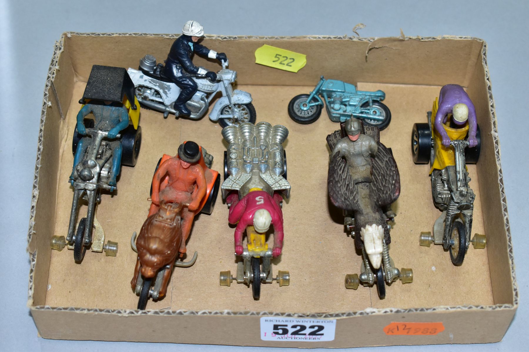 FIVE UNBOXED MATTEL HOT WHEELS RRRUMBLERS, MOTORBIKES, 'Bold Eagle', 'Centirion', 'Chopper Chariot',