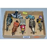 FIVE UNBOXED MATTEL HOT WHEELS RRRUMBLERS, MOTORBIKES, 'Bold Eagle', 'Centirion', 'Chopper Chariot',