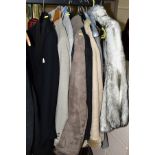 LADIES AND GENTS COATS AND JACKETS, gents include vintage Burton tuxedo jacket and trousers, no size