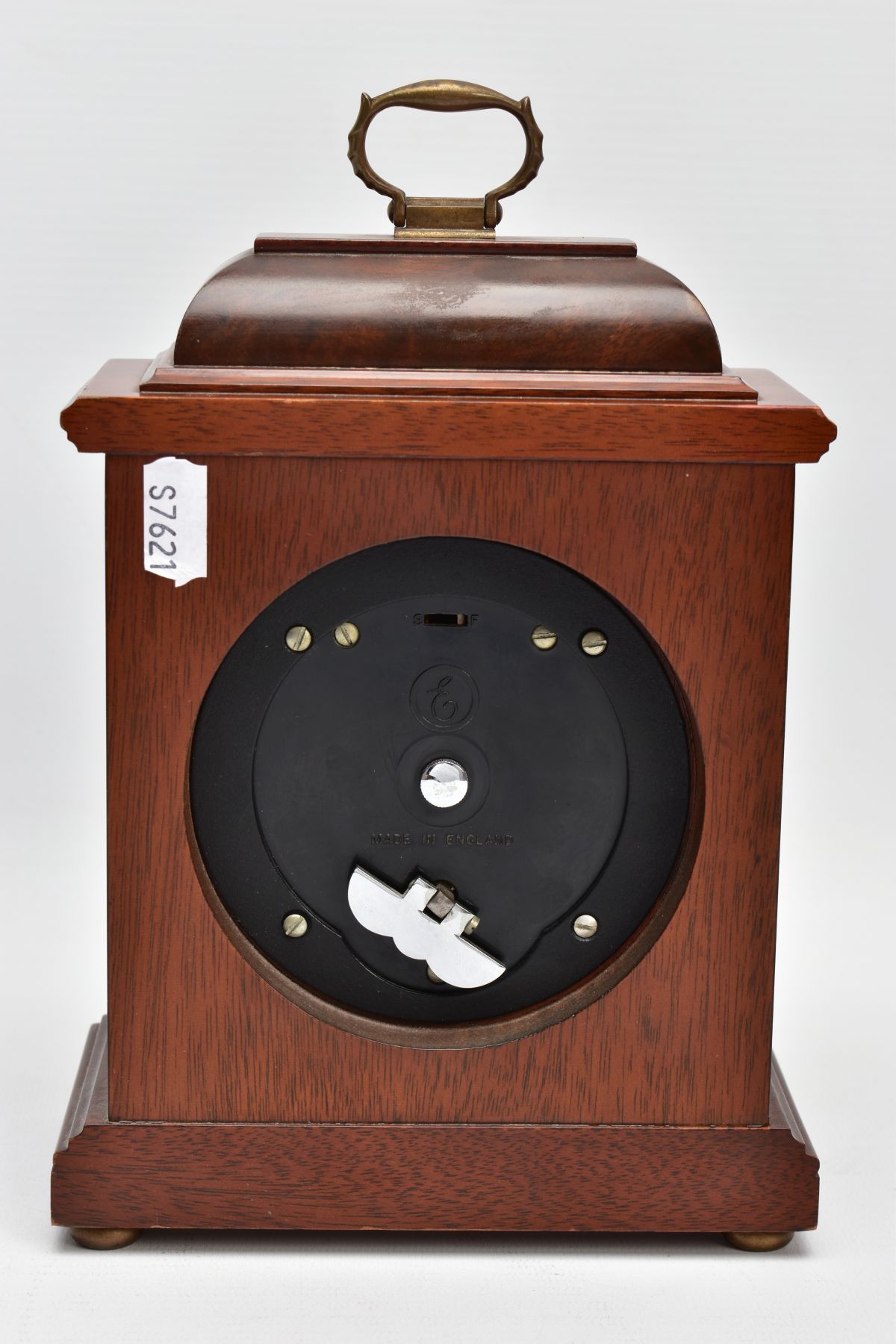 A BURR WOOD CASED GARRARD MANTLE CLOCK, London Elliott mantel clock the silvered ring set with Roman - Image 4 of 6