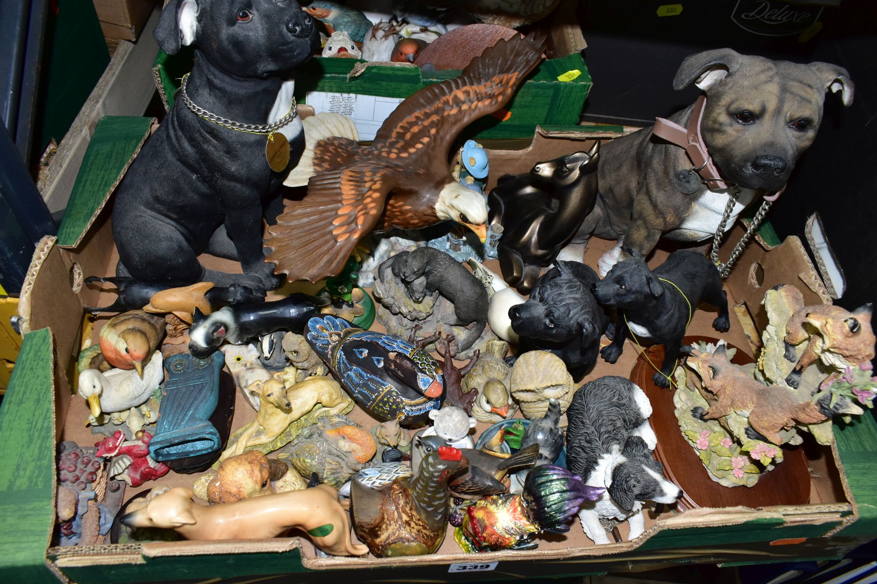 TWO BOXES OF ORNAMENTS (mostly animals and birds), to include Beswick Greyhound 'Jovial Roger' No. - Image 2 of 7