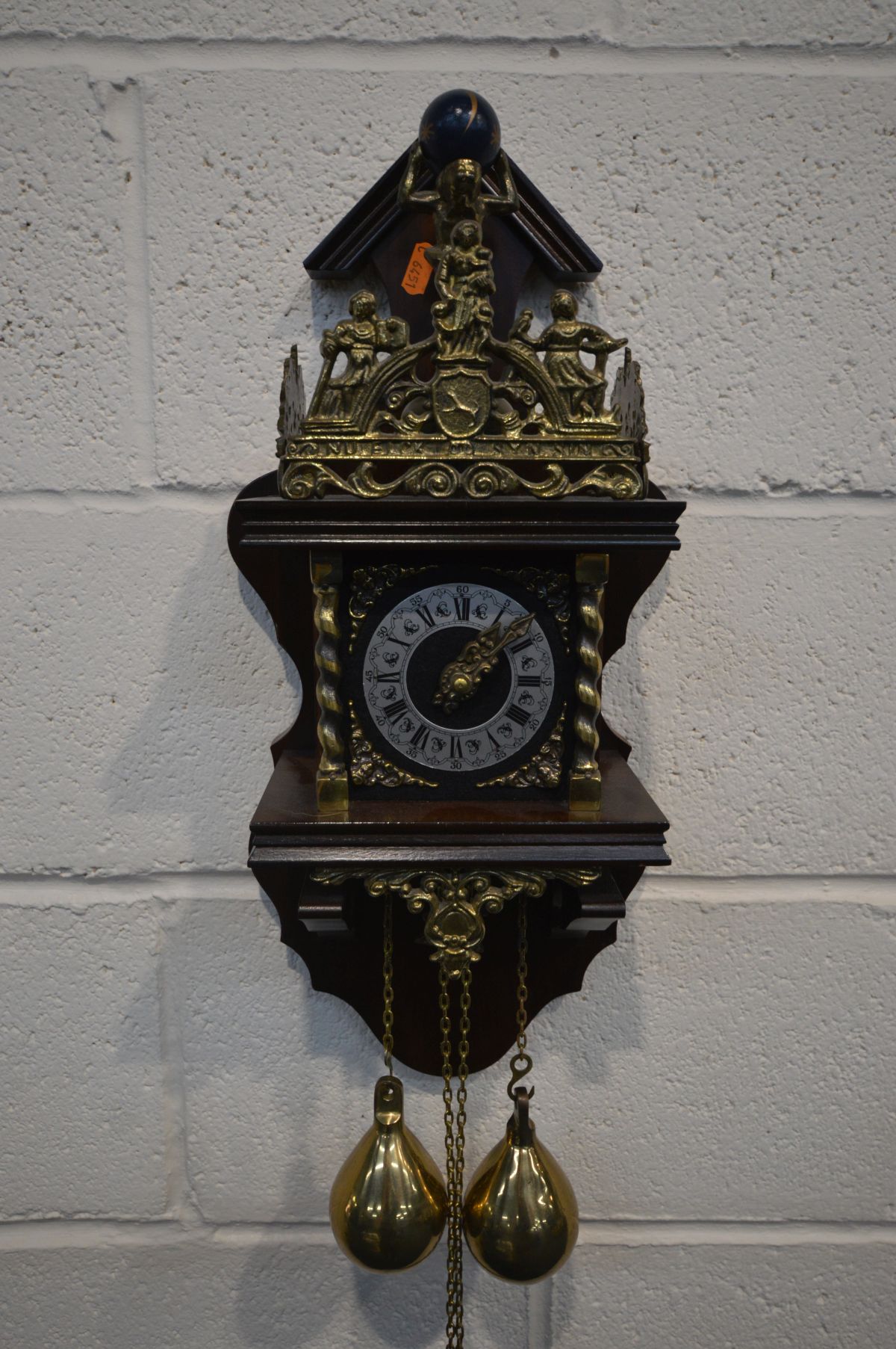 A DUTCH ZAANDAM WALL CLOCK, with a weight driven bell striking movement (two weights)