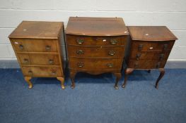 THREE 20TH CENTURY BEDSIDE CABINETS, the largest width 61cm x depth 41cm x height 79cm (sd) (3)