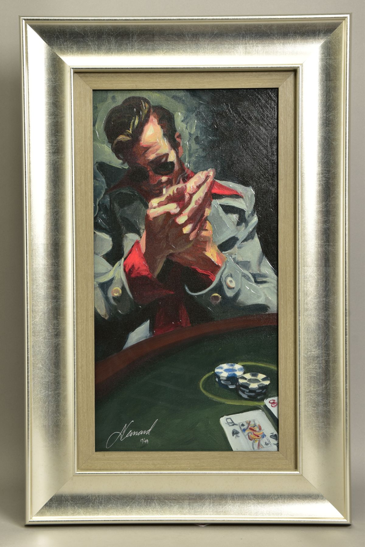 GABE LEONARD (AMERICAN CONTEMPORARY) 'THE PROFESSIONAL' a limited edition print of a gambler playing