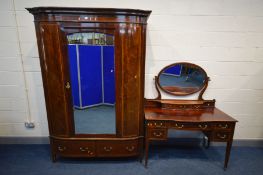 AN EDWARDIAN MAHOGANY AND INLAID TWO PIECE BEDROOM SUITE, by Maple and Co ltd, comprising a single