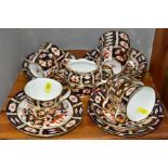A ROYAL CROWN DERBY IMARI PART TEA SET IN THE 2451 PATTERN, comprising six tea cups, six saucers,