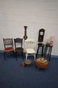 A QUANTITY OF VARIOUS FURNITURE, to include a modern mahogany wall clock, barometer, three various