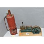A HORIZONTAL SINGLE CYLINDER LIVE STEAM ENGINE, no makers marking, not tested, in run condition,