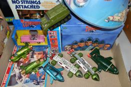 A QUANTITY OF GERRY ANDERSON RELATED DIECAST VEHICLE AND EPHEMERA, to include playworn Dinky Toys