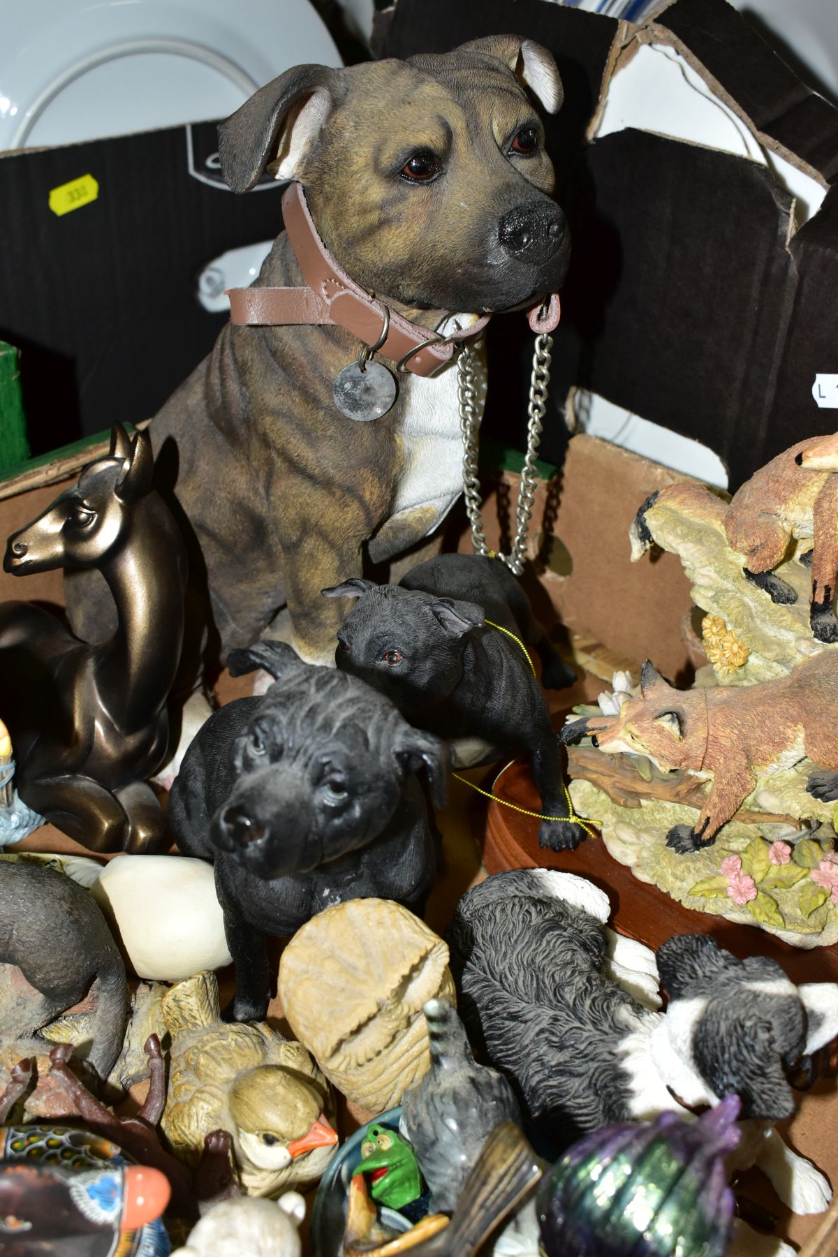 TWO BOXES OF ORNAMENTS (mostly animals and birds), to include Beswick Greyhound 'Jovial Roger' No. - Image 3 of 7