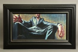 GABE LEONARD (AMERICAN CONTEMPORARY) 'LIKE A BOSS' a limited edition print of man holding a cigar