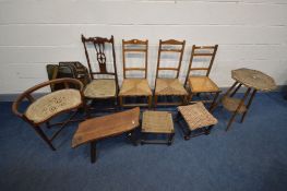 A MID TO LATE 20TH CENTURY MAHOGANY SHAPED STOOL WITH TUDOR ROSE CARVING on bulbous legs, width 70cm