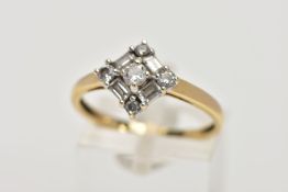 A 14CT YELLOW GOLD CUBIC ZIRCONIA CLUSTER RING, ring size P 1/2, hallmarked 14ct gold Birmingham,