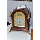 AN EARLY 20TH CENTURY MAHOGANY AND GILT METAL DOME TOP BRACKET CLOCK BY J.W. BENSON OF LONDON,