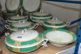 A MYOTTS ROYAL CROWN 'THE KENSINGTON' PATTERN PART DINNER SERVICE, comprising five various tureens