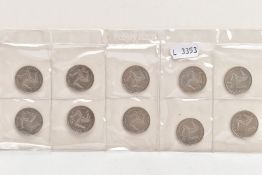 RARE AND UNUSUAL GROUP OF (10) 10P 1992 TRISKELION COINS, these new design ten pence coins issued to