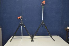 A PAIR OF ADJUSTABLE WORKSHOP ROLLER STANDS, min height 65cm, max height 140cm