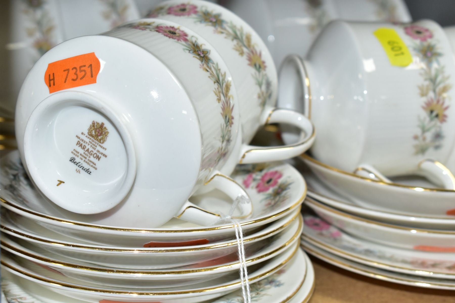 A PARAGON 'BELINDA' PATTERN COFFEE SERVICE, comprising coffee pot, sugar bowl, cream jug (tiny - Image 2 of 4