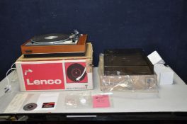 A GOLDRING LENCO GL75 P TRANSCRIPTION TURNTABLE with a NAD 9200 cartridge in original box and