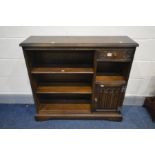 AN OLD CHARM OPEN BOOKCASE, width 94cm x depth 47cm x height 89cm