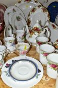 A GROUP OF VARIOUS ROYAL ALBERT TABLESWARES, comprising 'Old Country Roses' teapot (some