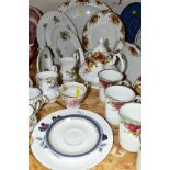 A GROUP OF VARIOUS ROYAL ALBERT TABLESWARES, comprising 'Old Country Roses' teapot (some