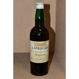 LAPHROAIG, one bottle of Laphroaig Islay Malt Scotch Whisky, 10 years old, 70% proof, distilled