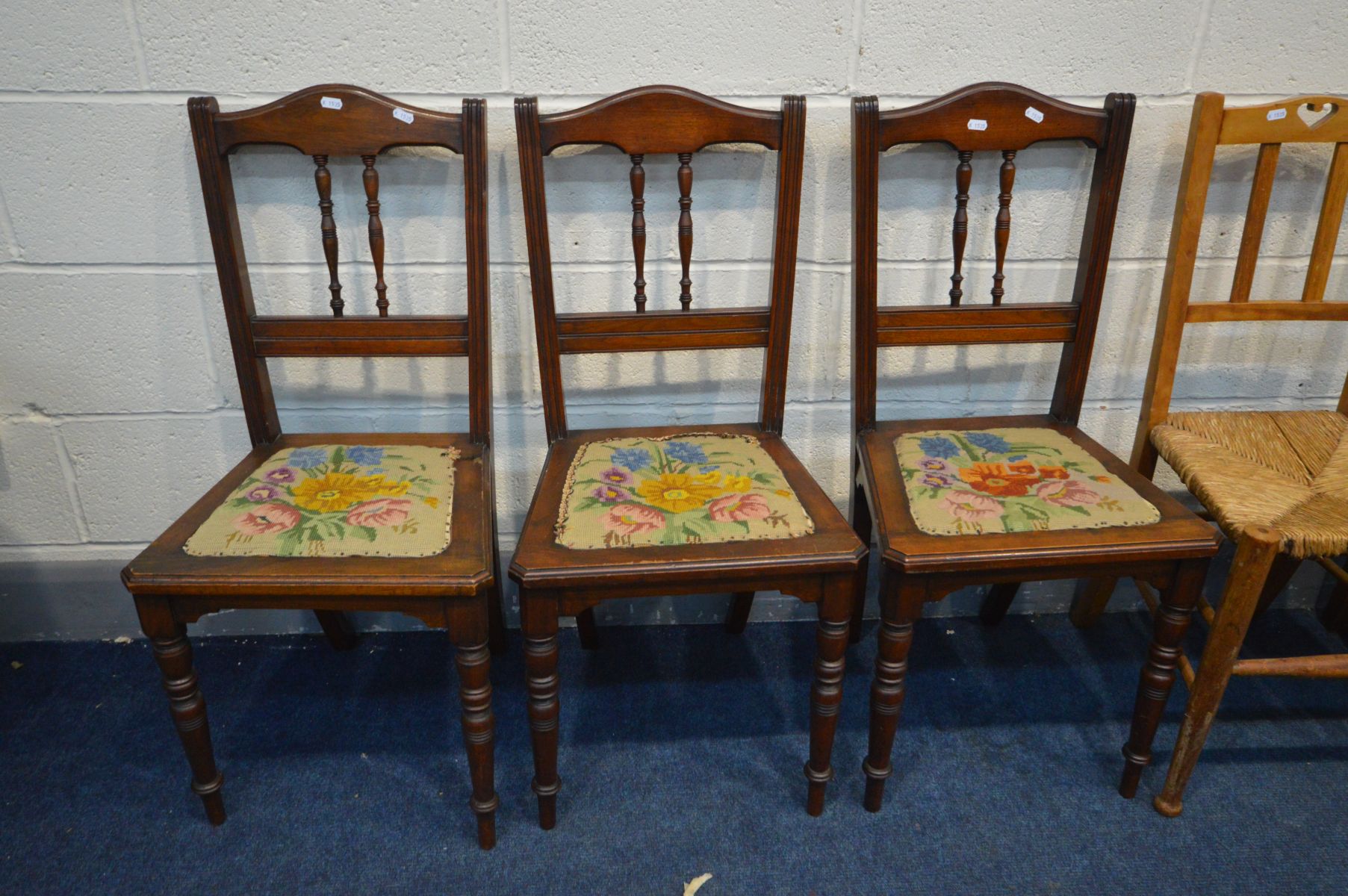 EIGHT VARIOUS PERIOD CHAIRS OF VARIOUS AGES AND MATERIALS, to include an Edwardian elbow chair, - Image 5 of 5