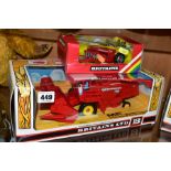 A BOXED BRITAINS MASSEY FERGUSON 760 COMBINE HARVESTER, No. 9570, with a boxed Britains seed