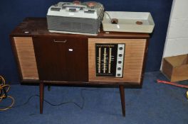 AN EKCO SRG 412 VINTAGE VALVE STEREOGRAM in walnut case, tapered legs and Garrard SP25Mk5