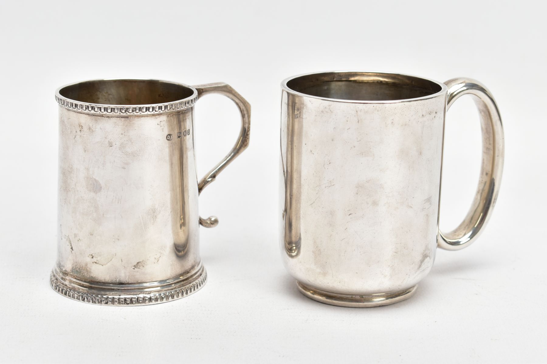 TWO EARLY 20TH CENTURY SILVER CHRISTENING MUGS, the first of plain design, hallmark for Chester - Image 2 of 6