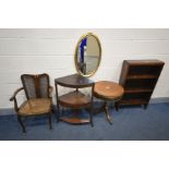 A QUANTITY OF OCCASSIONAL FURNITURE, to include a Georgian mahogany corner wash stand, an early 20th