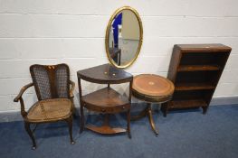 A QUANTITY OF OCCASSIONAL FURNITURE, to include a Georgian mahogany corner wash stand, an early 20th