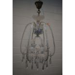 A WATERFORD FLEUR DE LIS CRYSTAL SIX BRANCH CHANDELIER, with glass droppers, marked to top, height