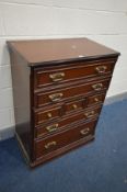 A MODERN MAHOGANY CHEST OF SEVEN ASSORTED DRAWERS, width 81cm x depth 47cm x height 106cm