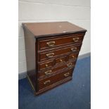 A MODERN MAHOGANY CHEST OF SEVEN ASSORTED DRAWERS, width 81cm x depth 47cm x height 106cm