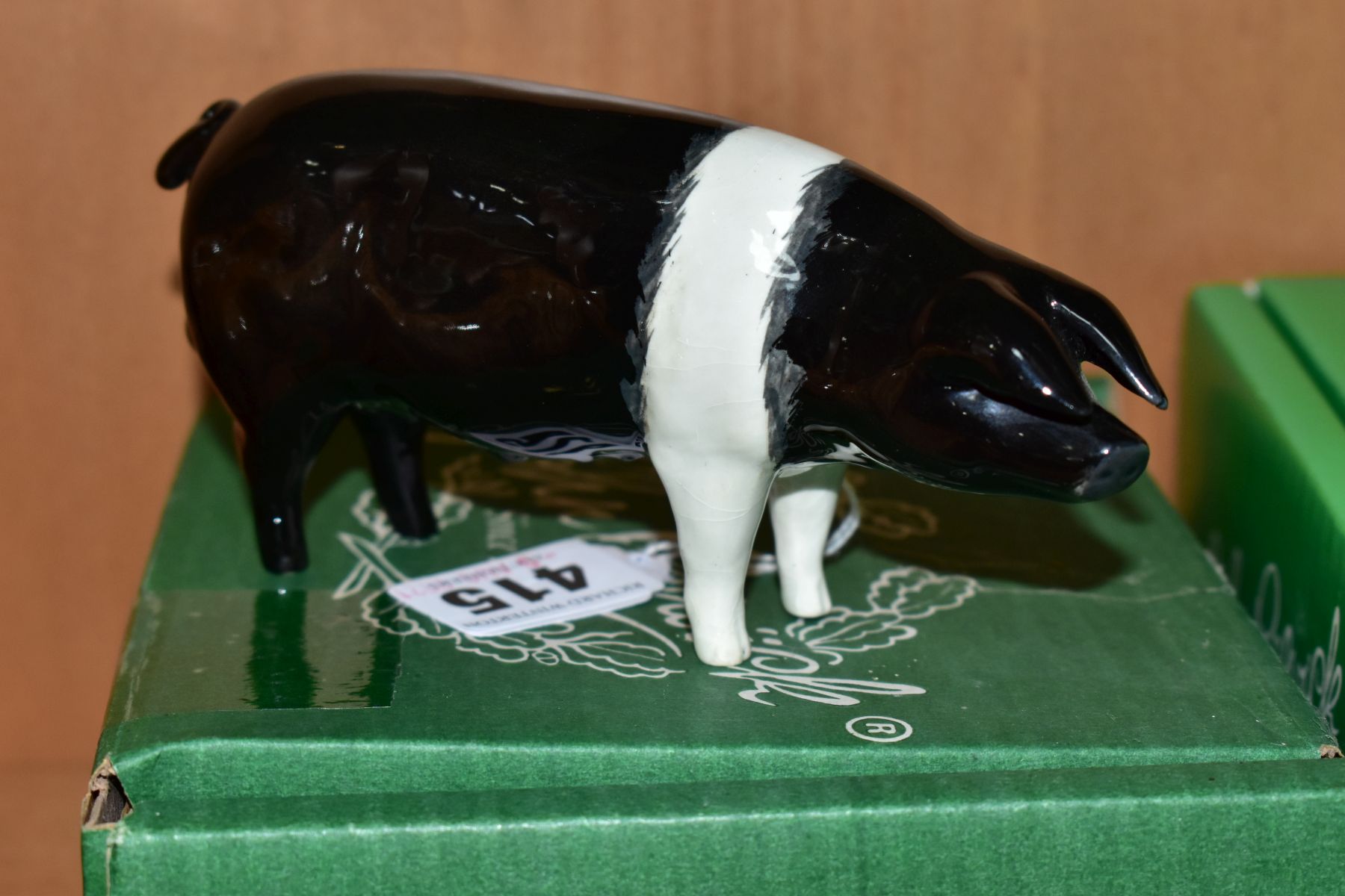 A BESWICK WESSEX SADDLEBACK BOAR, Ch 'fairacre Viscount 3rd' Nom 1512, designed by Colin