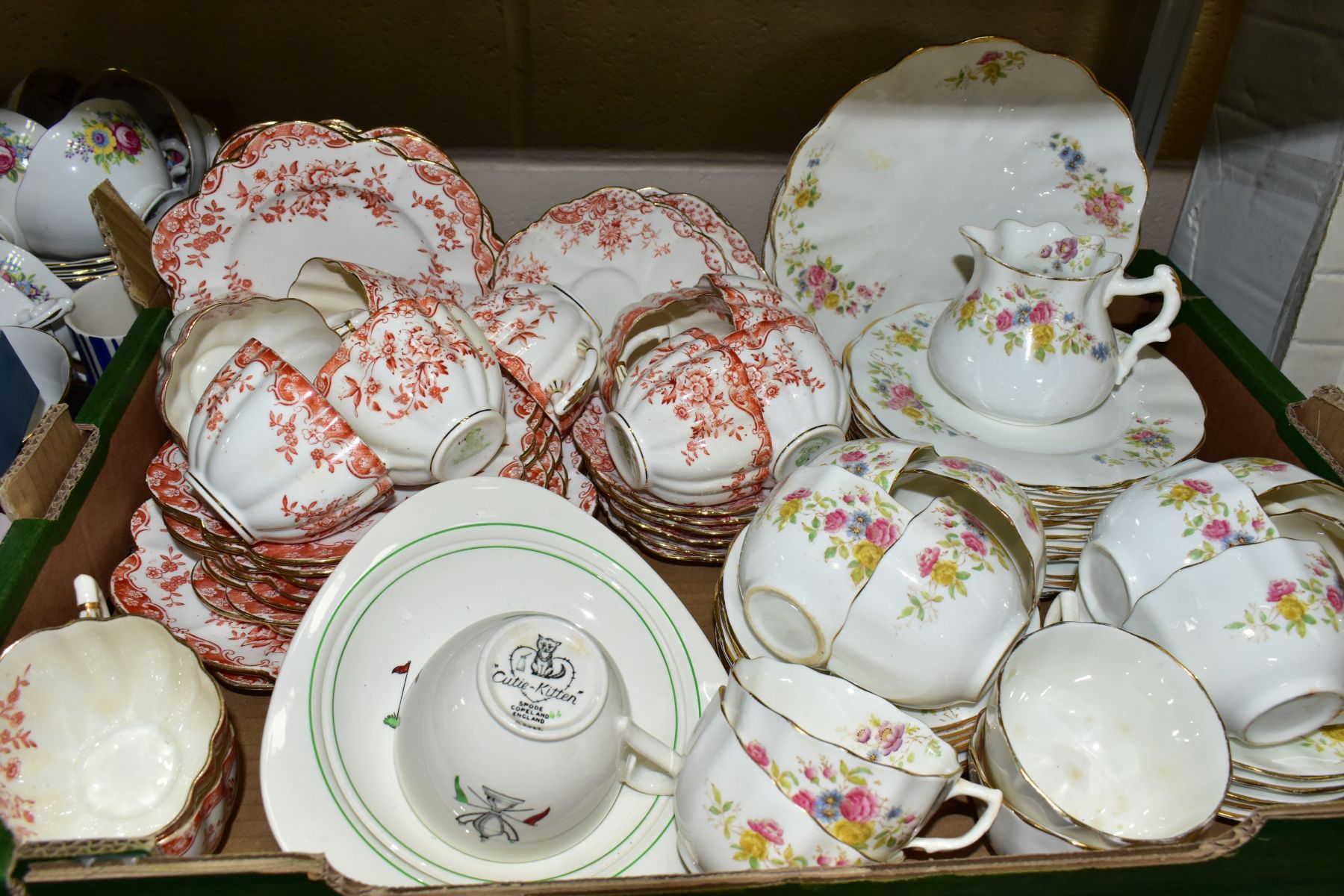 FOUR BOXES OF TEAWARES, VASES, ORNAMENTS, ETC, to include Spode 'Cutie-Kitten' cup and saucer and - Image 2 of 12