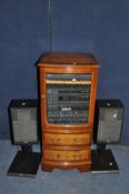 A CHERRY WOOD HI FI CABINET by the Table Company containing a Philips F880 hi fi, a CD380 CD player,