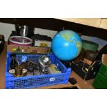 A MIXED LOT OF SUNDRY ITEMS, ETC, to include an illuminated globe, height approximately 37cm,