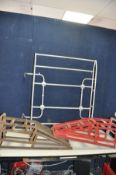 TWO PAIRS OF CAR RAMPS and a vintage Mini Clubman roof rack width 110cm between fixings but