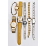 A SMALL SELECTION OF LADIES AND GENTS WRISTWATCHES, six watches in total to include an a.f gold-