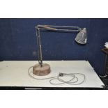 A HERBERT TERRY AND SONS ANGLEPOISE LAMP with bespoke wooden base ( needs rewiring) ( name stamped