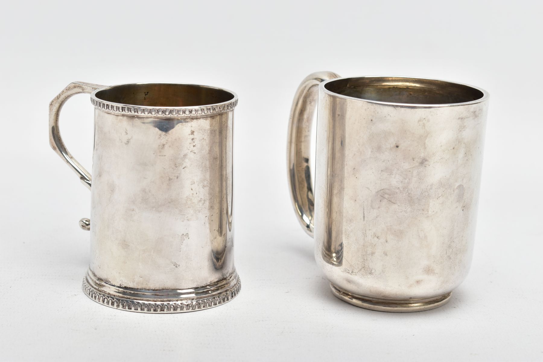 TWO EARLY 20TH CENTURY SILVER CHRISTENING MUGS, the first of plain design, hallmark for Chester - Image 3 of 6