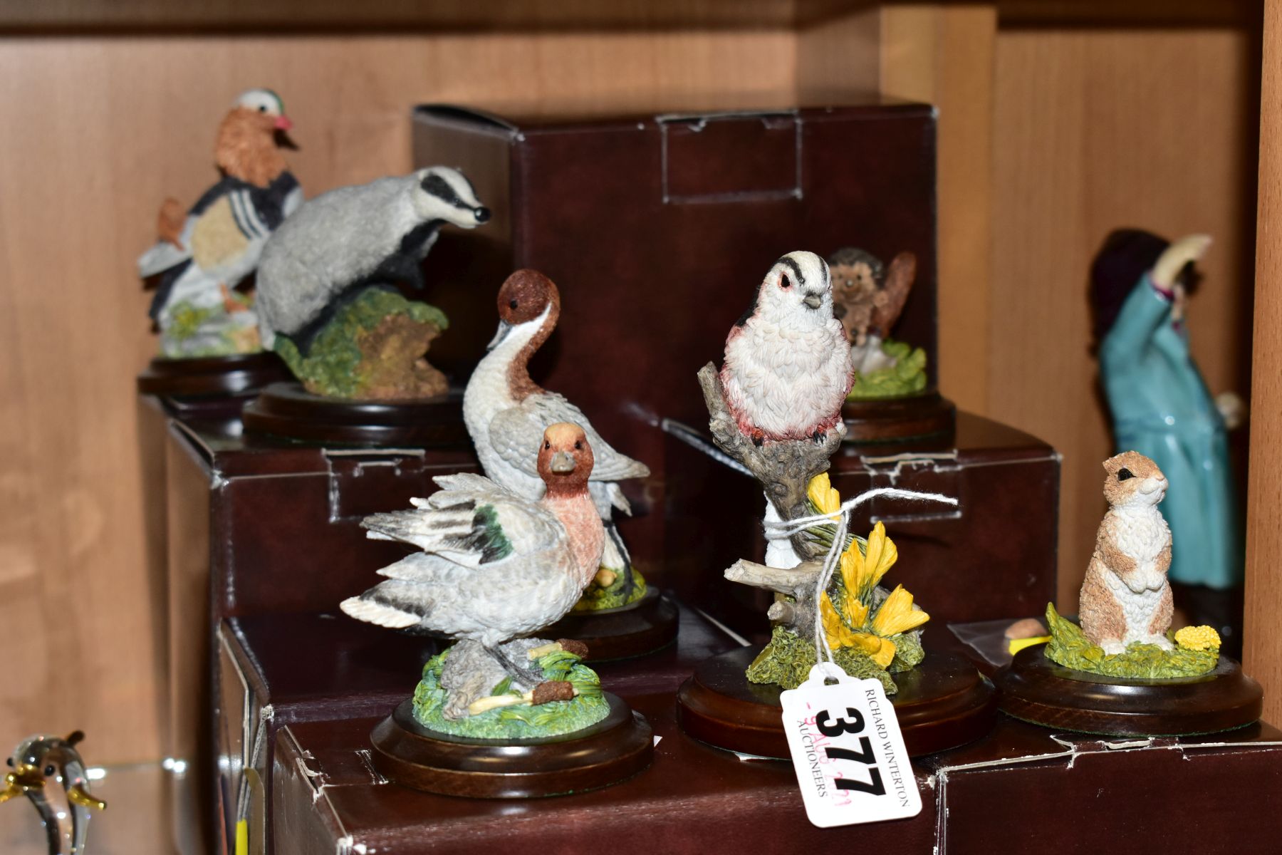 SEVEN BOXED COUNTRY ARTISTS ANIMAL AND BIRD SCULPTURES, comprising 'Long Tailed Tit with Gorse', s.