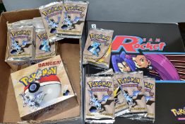 SEALED POKEMON FOSSIL BOOSTER BOX, OPENED FOSSIL BOOSTER BOX AND A QUANTITY OF POKEMON CARDS, two