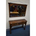 A TITCHMARSH AND GOODWIN OAK SIDE TABLE with two drawers, on turned and block legs united by side