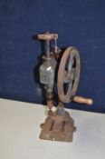 A VINTAGE BRADSON No14 CAST IRON DRILL PRESS 62cm high ( rusty but working)